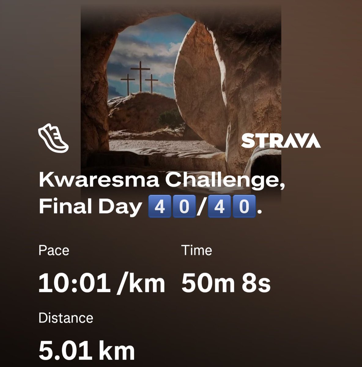 Kibbs07's tweet photo. Adios Kwaresma Challenge. ✊️
#RiseAndRun https://t.co/DquR2M2cSA