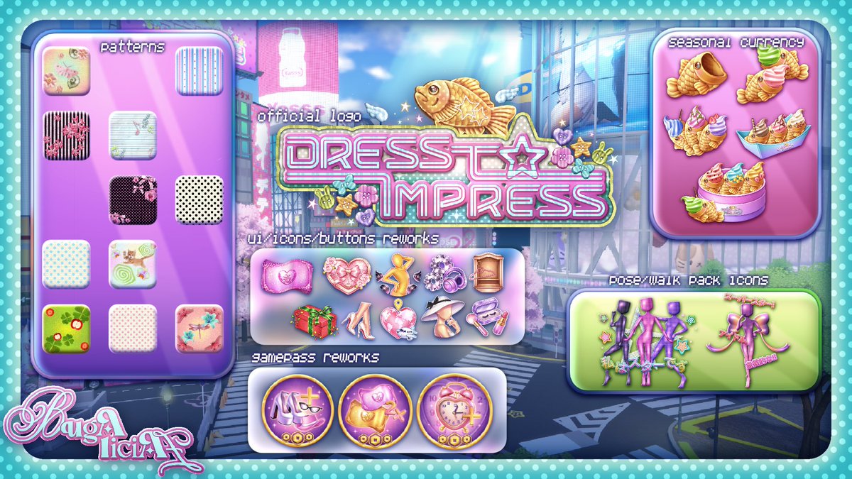 Bugaliciaz's tweet image. DRESS TO IMPRESS TRIP TO TOKYO✨🍥

Some things i did for this update! 🫶🏻
Play the new update now! 💖🍤

#DressToImpress #DTI #Roblox #Arts #GraphicArtist #Developer