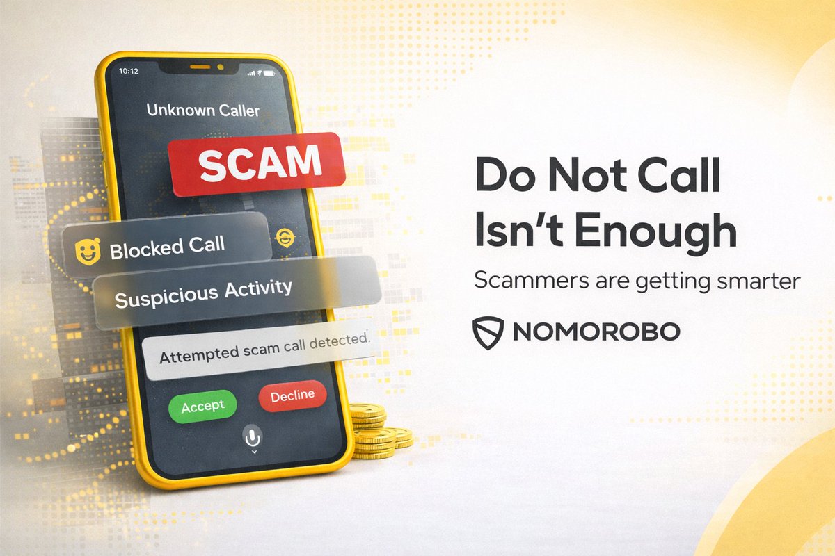 nomorobo's tweet image. Think robocalls are fading just because Do Not Call complaints are down? Scammers are getting smarter, not quieter. 😈📱  

See how tactics are shifting and how to actually protect yourself: nomorobo.com/why-do-not-cal…  

#robocalls #scamalert