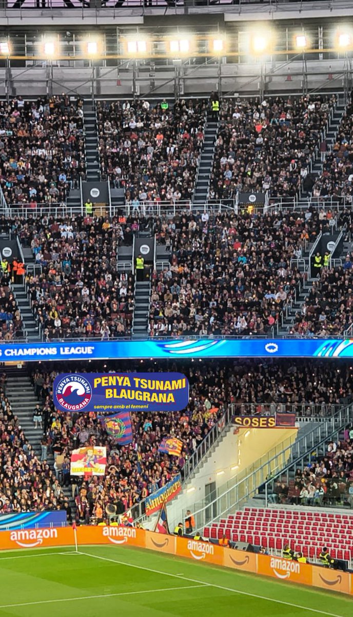 PenyaTsunami's tweet photo. 72 penyistes tsunàmics animant i xalant com mai a l'Spotify Camp Nou al partit de  la Women's Champions League entre el @FCBfemeni i el Real Madrid Femenino amb una golejada 6-0 que permet el passi de les barcelonistes a semifinals.  Orgull de Penya!! SOM-HI TSUNAMI!!!!🌊♥️💙⚽💫 https://t.co/gWfdZ6LCpQ