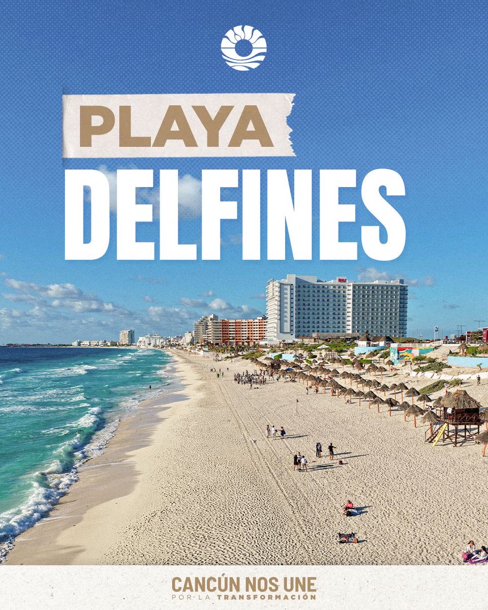 AytoCancun's tweet photo. 🌊 Ven a #PlayaDelfines, una de las playas más emblemáticas de Cancún, con acceso público, arena blanca, mar turquesa y vistas increíbles del Caribe Mexicano. 🌅
Con distintivos #BlueFlag, #PlayaPlatino y #PlayaLimpiaYSustentable.
#CancúnNosUne #PlayasDeCancún https://t.co/kfCuMOXuQ4