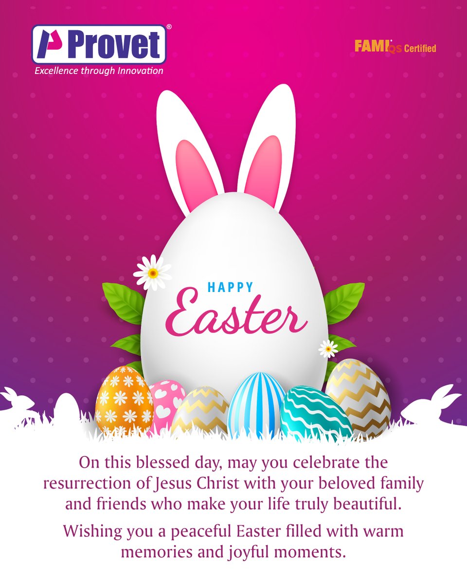 provetppl's tweet photo. Provet Pharma wishes you a HAPPY EASTER.
Wishing you a peaceful Easter filled with warm memories and joyful moments.
#Provetpharma #happyeaster #eastereggs #jesuschrist #ResurrectionSunday #springvibes #easterbasket #eastergreetings #lentdays #easter https://t.co/gBKp9McWf9