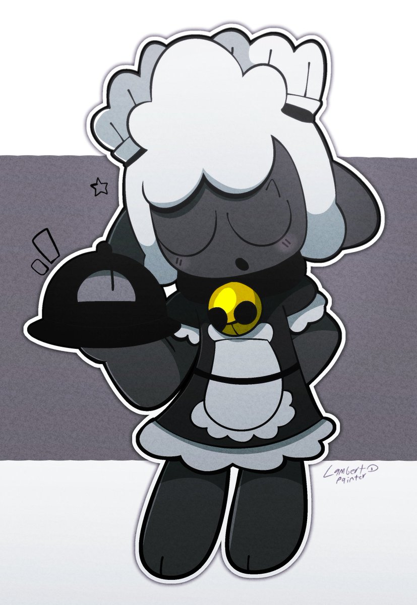 Lambertpainter's tweet photo. Maid outfit again🐑
#cultofthelamb #cultofthelambfanart #cultofthelambOC https://t.co/OFjgHOlZMH