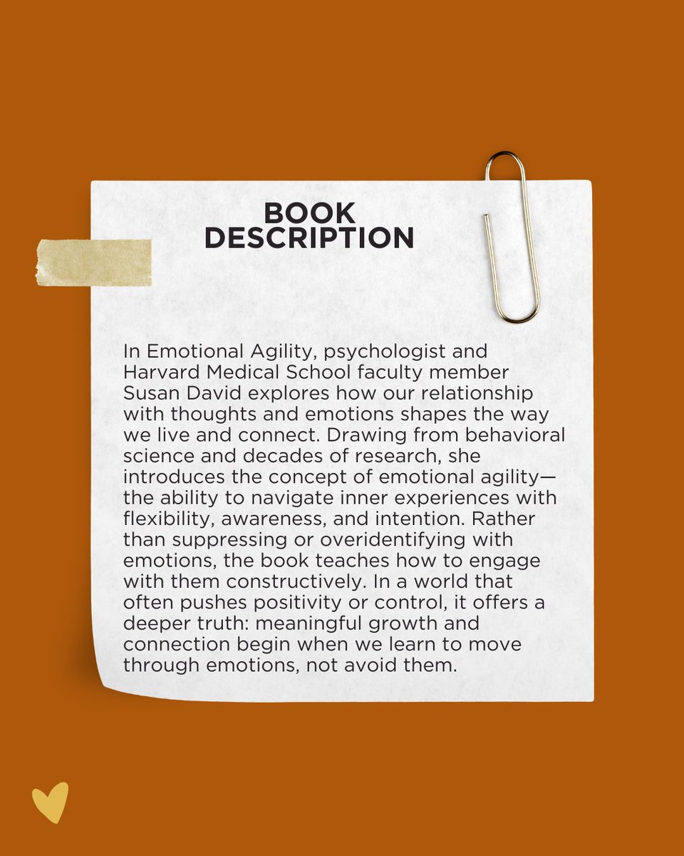 LGlobalAction's tweet photo. 📖 Read to Be Understood

You don’t need to control your emotions,
You need to move with them.

In Emotional Agility, Susan David shows that connection begins when we stop avoiding what we feel.

#ReadToBeUnderstood #LonelinessAction #EmotionalIntelligence https://t.co/MrQuJiOE8o