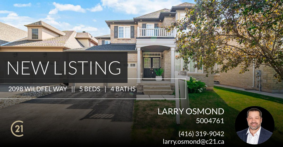losmond01's tweet photo. 📍 New Listing 📍 Take a look at this fantastic new property that just hit the market located at 2098 Wildfel Way in Oakville. Reach out here or at (416) 319-9042 for more information!

Listed by Sherin Nassar

Larry Osmond, Broker... https://t.co/YoW8KOrg6a https://t.co/UufuLqGcwu