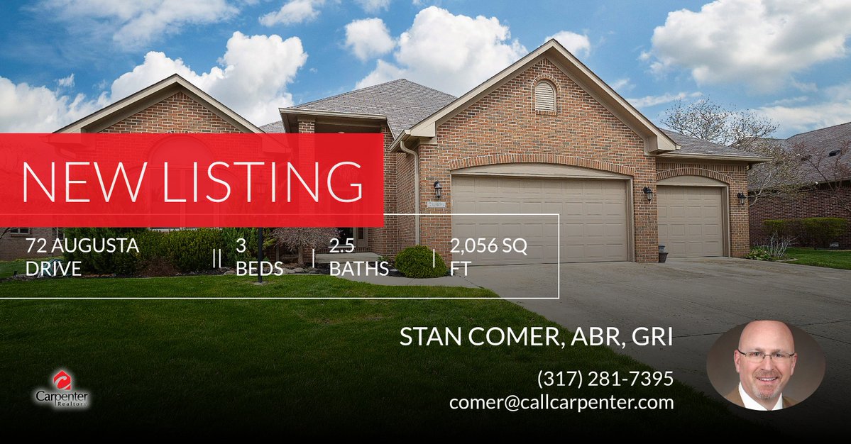 📍 New Listing 📍 Take a look at this fantastic new property that just hit the market located at 72 Augusta Drive in Brownsburg. Reach out here or at (317) 281-7395 for more information!

Stan Comer, ABR, GRI
317-281-7395
"Serving ... homeforsale.at/72_AUGUSTA_DRI…