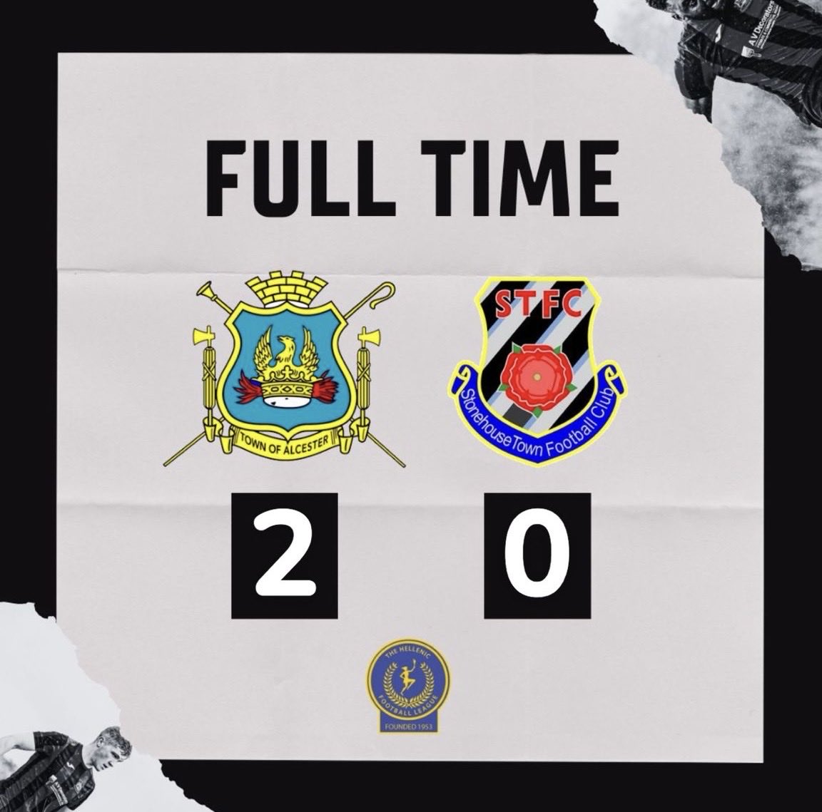 𝗙𝗨𝗟𝗟 𝗧𝗜𝗠𝗘 | Alcester Town 2 - 0 Stonehouse Town

⚽️⚽️ Adam Garmson

A strong performance from The Romans at Stratford Road, battling through heavy winds in the first half but coming out on top in the end.

Best of luck to Stonehouse for the rest of the season.

❤️🖤