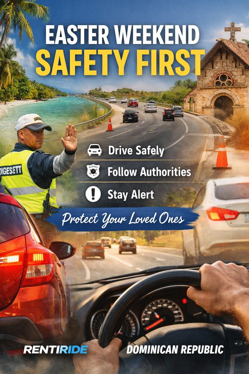 rentiride's tweet photo. 🇩🇴 Easter Weekend Safety Reminder – Dominican Republic

This Easter weekend, enjoy the beauty, culture, and energy of the Dominican Republic — but make safety your top priority @digesettrd_

#SemanaSanta #SafeTravel #RentiRide #DominicanRepublic #DriveSafe https://t.co/GiauZGATKs