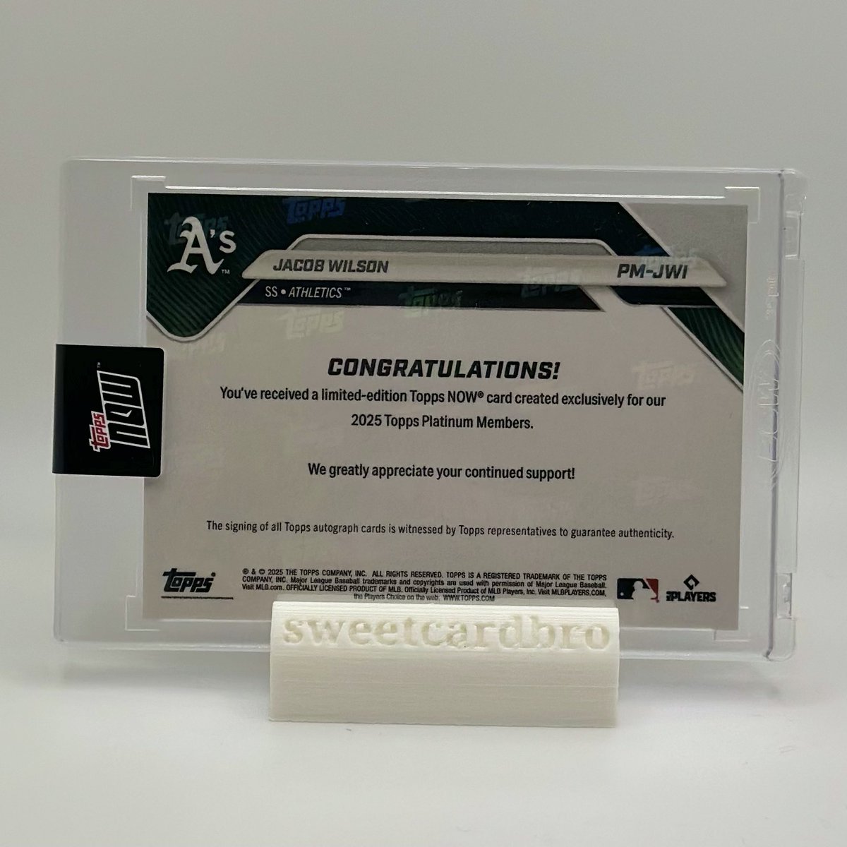 SweetCardBro's tweet photo. @CardPurchaser @Coachmichaelsb1 2025 ToppsNOW Jacob Wilson RC ASG Platinum Members auto—$225 shipped https://t.co/UUVLhuV088