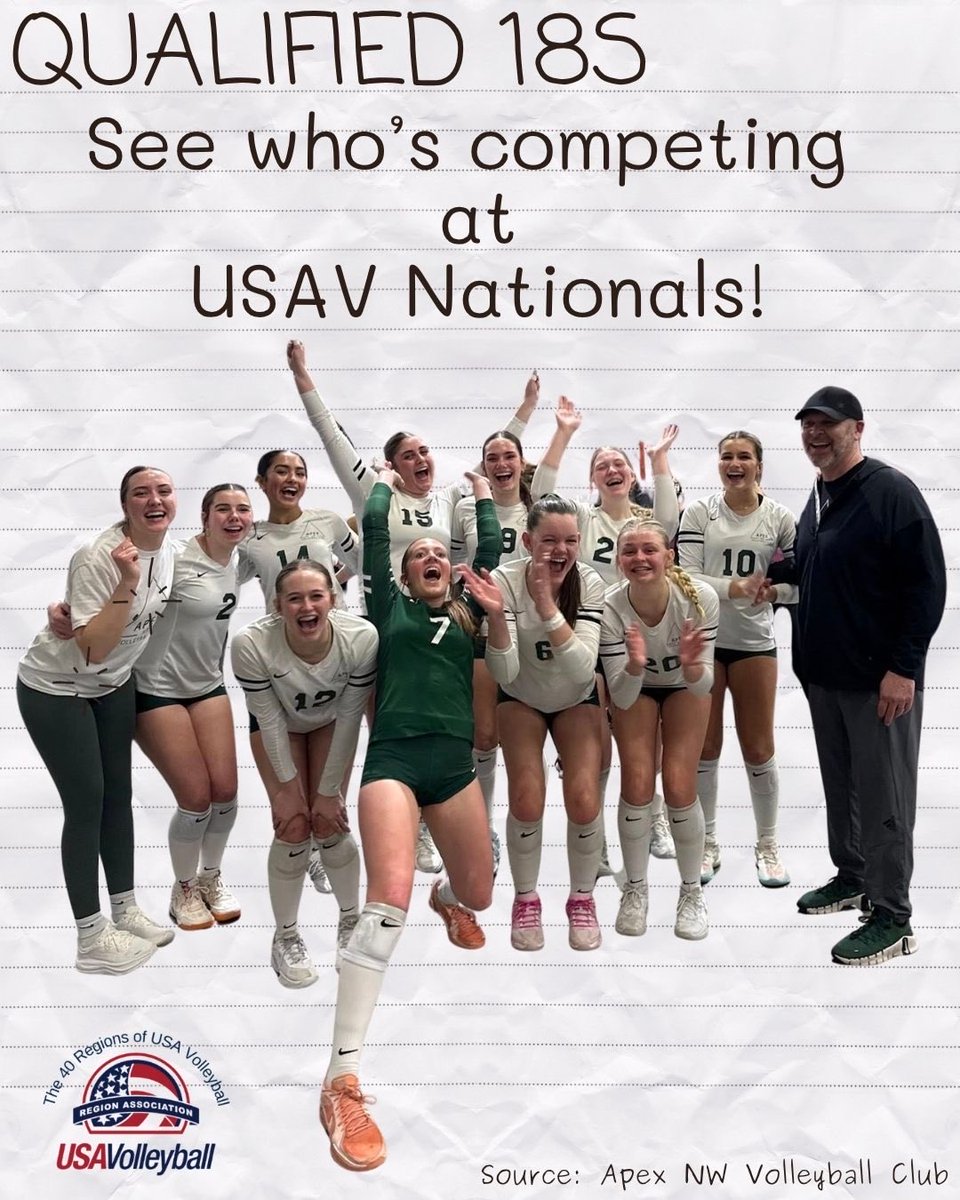 USAVregions's tweet photo. The field is set for the 2026 USA Volleyball Girls 18s Junior National Championship 🏐

See who qualified 👇
https://t.co/wbCYuuV9lD

Top 18U teams from all 40 regions. 367 teams. ~7,200 attendees.
📍May 1–3 | Reno #USAVregions https://t.co/K476cNdfhv