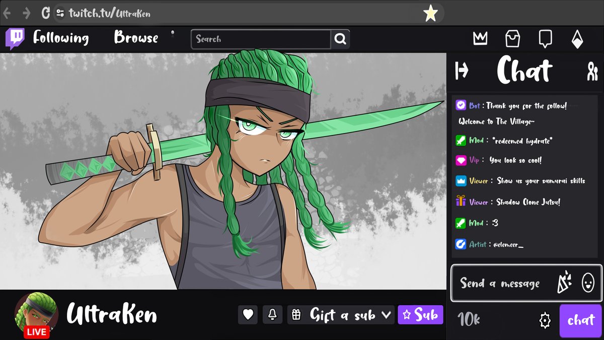 Live now! YCH for @/UltraKen 💚