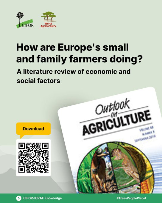 CIFOR_ICRAF's tweet image. #Publication 📚 | Small and family farms make up over 90% of Europe’s agricultural holdings and play a key role in shaping rural landscapes.

A new review explores the economic and social factors influencing their future.

Read: 🔗 bit.ly/3MWroAD

#TreesPeoplePlanet