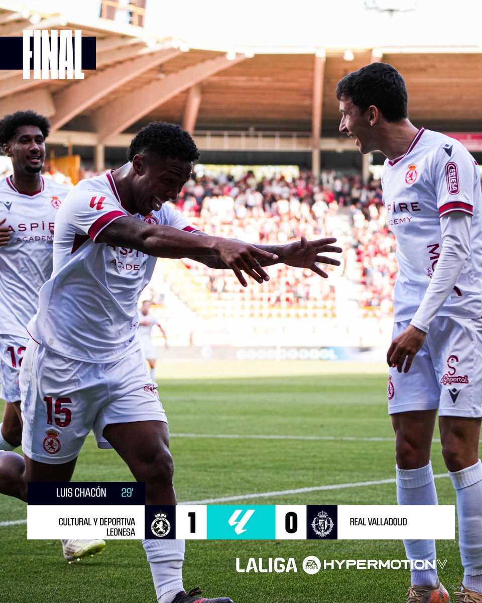 FINAL #CulturalRealValladolid 1-0

✅ ¡La <a href="/CyDLeonesa/">Cultural y Deportiva Leonesa</a> vuelve a ganar y aprieta la pelea por la permanencia!

#LALIGAHYPERMOTION