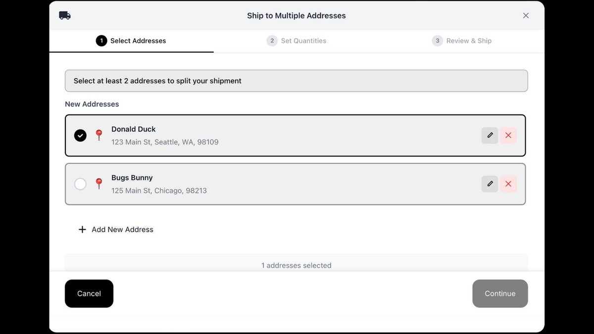 Pasilobus's tweet photo. New app: Multi Ship

Your customers can now ship to multiple addresses in one Shopify checkout. One cart, one payment, separate fulfillment per destination.

Gift notes, delivery dates, auto-split rules, and analytics included. Free to install. 

https://t.co/P6NkNMtxkl https://t.co/6uiWHUSOQ8