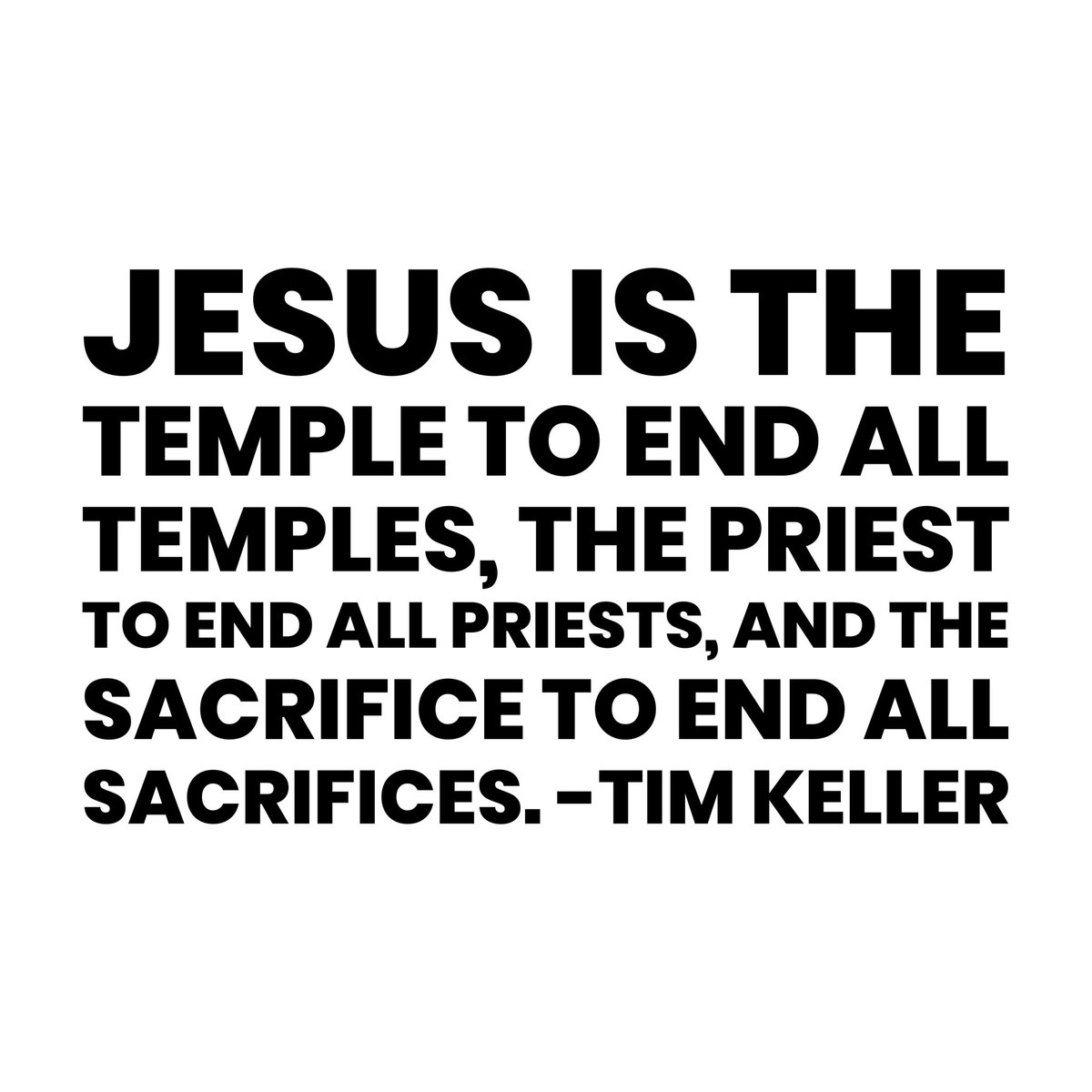DailyKeller's tweet image. Jesus is the temple to end all temples, the priest to end all priests, and the sacrifice to end all sacrifices.

#easter #timkeller