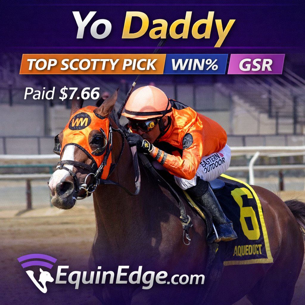 EquinEdge's tweet image. If you followed… you cashed at #Aqueduct 👀
Yo Daddy ✔️
Top Scotty Pick + Strong Metrics
Stay ahead with EquinEdge.
👉 EquinEdge.com

#StayAhead #HorseBetting #WinningMindset #EquinEdge #DailyPicks
