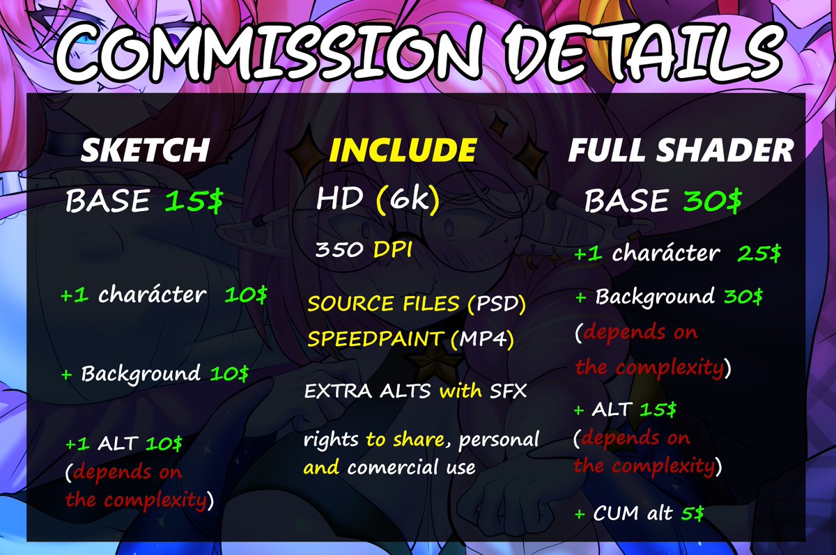 AristotelezArT's tweet photo. Hiiiiii, after a long time commissions (SFW/NSFW) are open again!! I've expanded to 8 slots per round—and I've updated the prices for the first time in two years.

The payment method will be PayPal, and any questions you have will be answered here! ;3

(Inspired Table btw) https://t.co/UX1HKy0hup