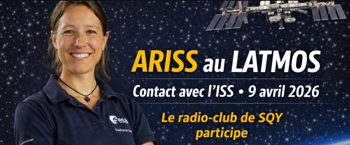 F6KRK's tweet photo. Le 9 avril, le radio-club de SQY sera au LATMOS à Guyancourt pour un contact ARISS avec l’ISS via F5KEE. Présentation du monde radioamateur et de notre collaboration avec le LATMOS depuis 2019.
https://t.co/ETEbLoLysL
#ARISS #ISS #LATMOS #Radioamateur #F6KRK #F5KEE https://t.co/dLhgsJQHv0