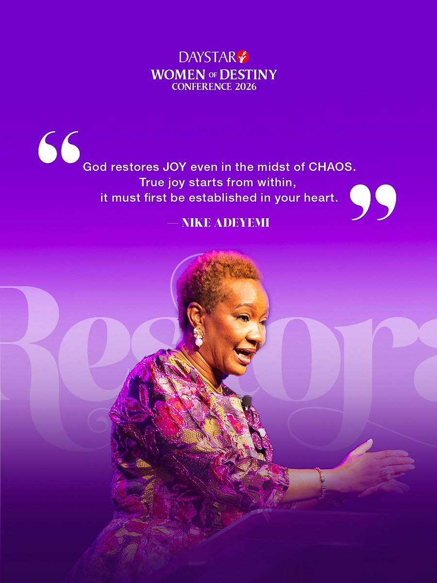 DaystarNG's tweet image. Which of these spoke to you the most? 

Here are some key takeaways from Senior Pastor @NikeAdeyemi at the Women of Destiny Conference - Restoration.

Catch the full service on our YouTube channel…link in bio

#Restoration #WomenOfDestiny #DaystarChristianCentre