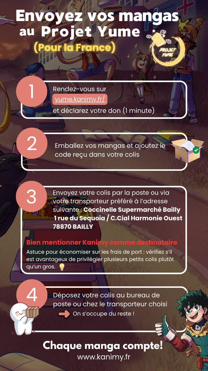 Kanimy_'s tweet photo. Envoyer des mangas pour le projet Yume en France et en Belgique ? Voici les procédures 👇 https://t.co/HeTNNY8Jqx