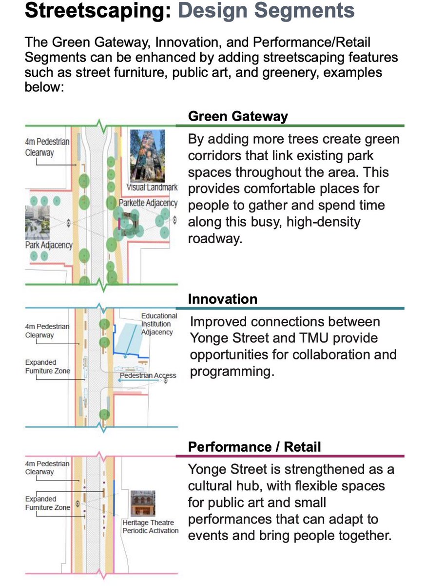 _ChanFace's tweet photo. Concerning new documents out for YongeTOmorrow that seems much less focused on pedestrianization.

The project originally envisioned having portions of Yonge between College and Queen be at least partially pedestrianized. https://t.co/uXHNwzfbGj