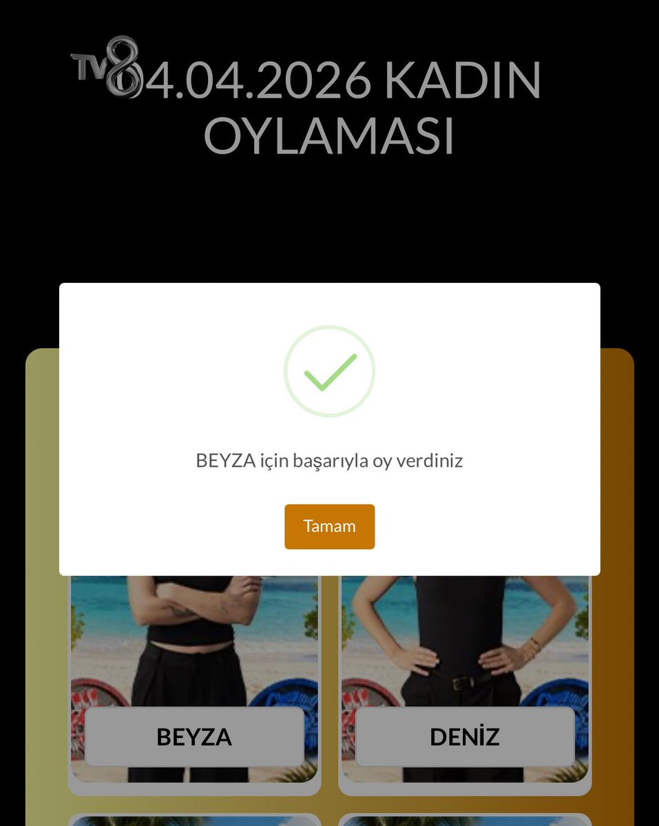 UzayliSakarr's tweet photo. OYLAMA BAŞLADI BEYZAYA OY VERİR MİSNİZ LÜTFEN 
#Survivor2026 #survivor2026 https://t.co/0kNiOW8AHX