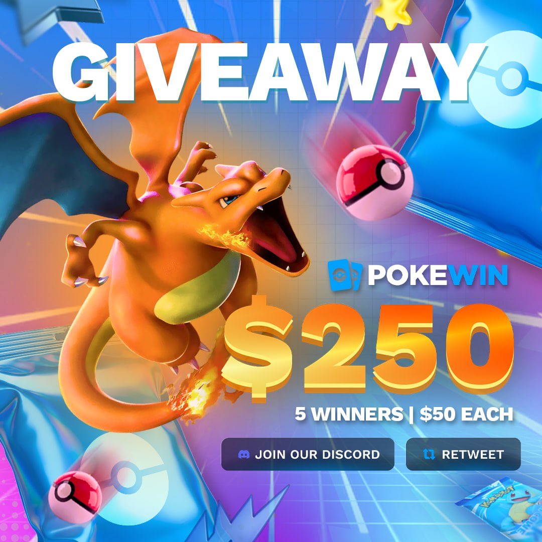 🎁$250 Pokewin Discord Community Giveaway
🏆5 Winners | $50 Each

To enter:
👉Follow me + Retweet
👉Join the Pokewin Discord 👇
🔗discord.gg/pokewin

⏰Rolls in 6 days 

❓Check replies to see how to enter more than once