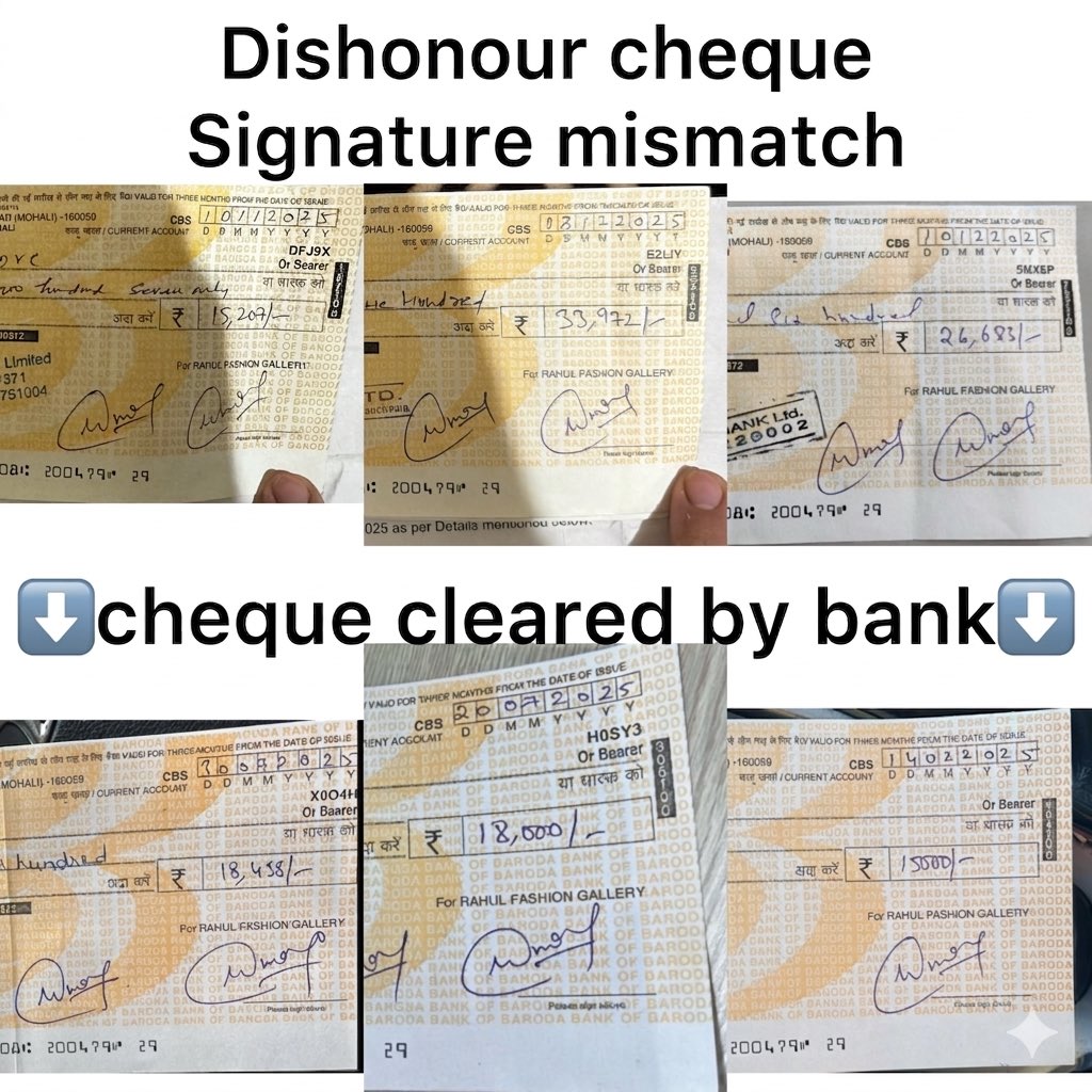 umang_0001's tweet photo. Bank of Baroda scam

The "Business Reputation" Focus
> Reputation is everything in business. @bankofbaroda is ruining mine by wrongfully dishonouring cheques despite valid signatures.
> Visual proof of their inconsistency attached. ⬇️
> @RBIsays @bankofbaroda #SmallBusiness https://t.co/EGMiwO39aS