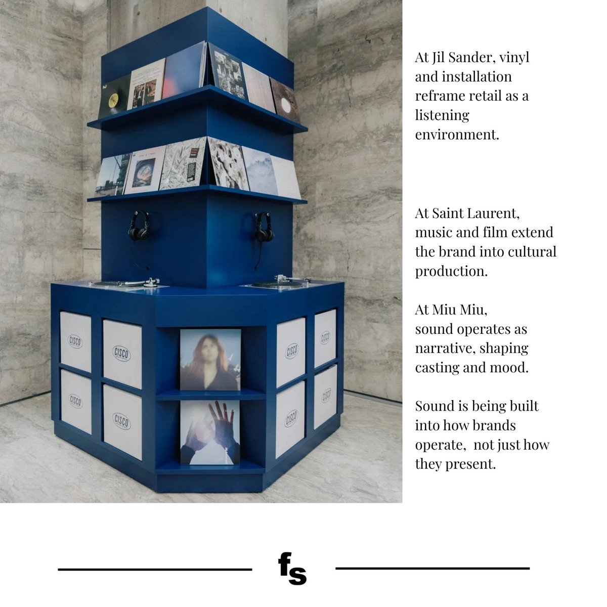 FashSoundtrack's tweet photo. Sound in fashion is no longer a finishing layer,  it’s becoming structural.

From retail to film, brands are building sonic systems that shape how they’re experienced, not just seen.

Full post on IG ↓
https://t.co/eDmloJ1UQX https://t.co/5ypXVR7pB1