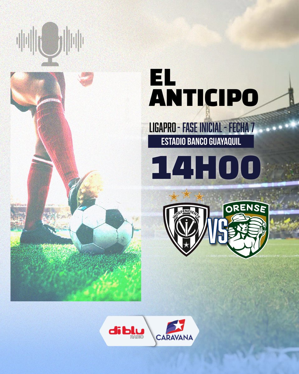 RadioDibluFM's tweet photo. ⚽️ ¡ARRANCÓ EL ANTICIPO!

📋 Titulares de hoy:

🎙️ Relato: @robertoonar 

🎙️ Comentarios: @jmalvearc - @CarlosXArguello 

🎙️ Informes: @nicorivera05 

🎙️ Comerciales: @nadia_manosalva 

⚫️ @IDV_EC 🆚 @Orense_SC 🟢

🏆 @LigaEcuabetec 
🗓️ Fecha 7 - Fase Inicial
🏟️ Banco Guayaquil
⏰ 14H00

👉🏻 Disfrútalo por https://t.co/ZYoV1keids y https://t.co/YTlUmSLs9C