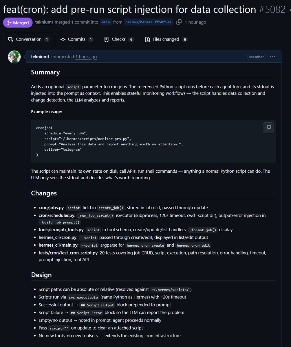 Hermes Agent adds /claude-code orchestration and cron hooks