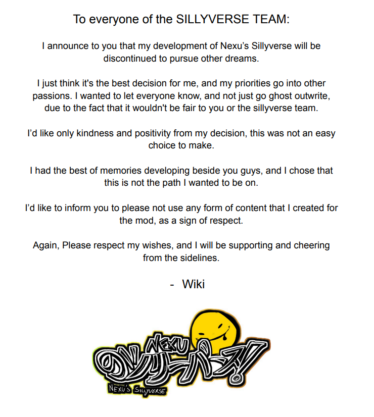 regarding my development on <a href="/nexussillyverse/">NEXU'S SILLYVERSE: SILLY TEAM</a>