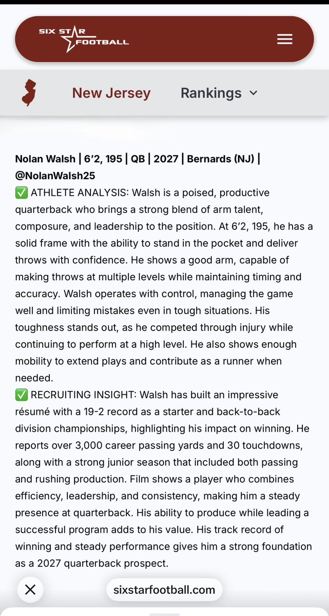 Nolan Walsh 2027 QB tweet media