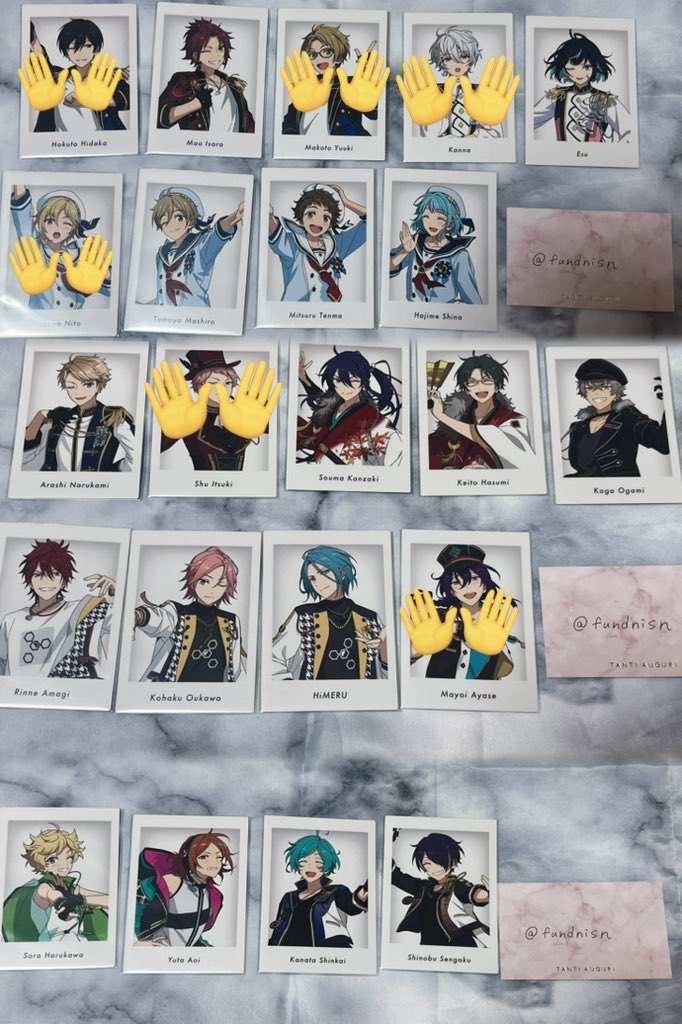fundnisn's tweet photo. ♡交換・買取♡
あんスタ10周年展示会 購入特典
ぱしゃっつ P.A.shots!!

譲♡画像内(翠1点あります。)

求♡10周年ぱしゃっつ➡️英智(1)
以降は特典、10周年の桃李・英智・渉・弓弦 or買取(1枚100円)異種交換問わず。当方側複数：1での取引検討。
メルカリでのお取引の場合300円以上(➕手数料) https://t.co/dBig5jjmRo