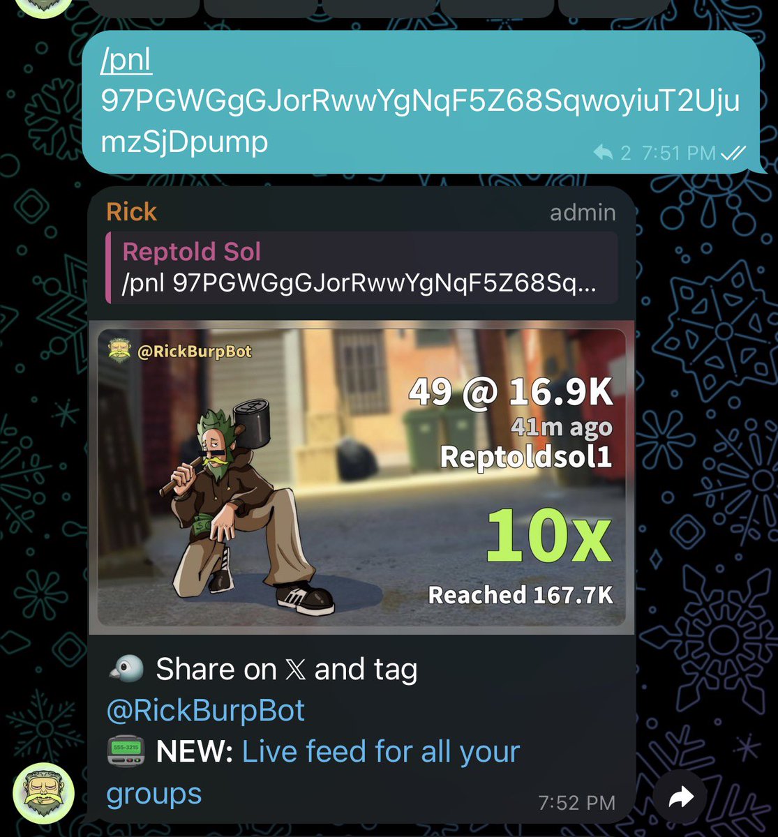 10x gain on my call $49
📞 on private tg group

97PGWGgGJorRwwYgNqF5Z68SqwoyiuT2UjumzSjDpump

#Solanamemecoin #Solana #Earlyalphacalls #Memecoin