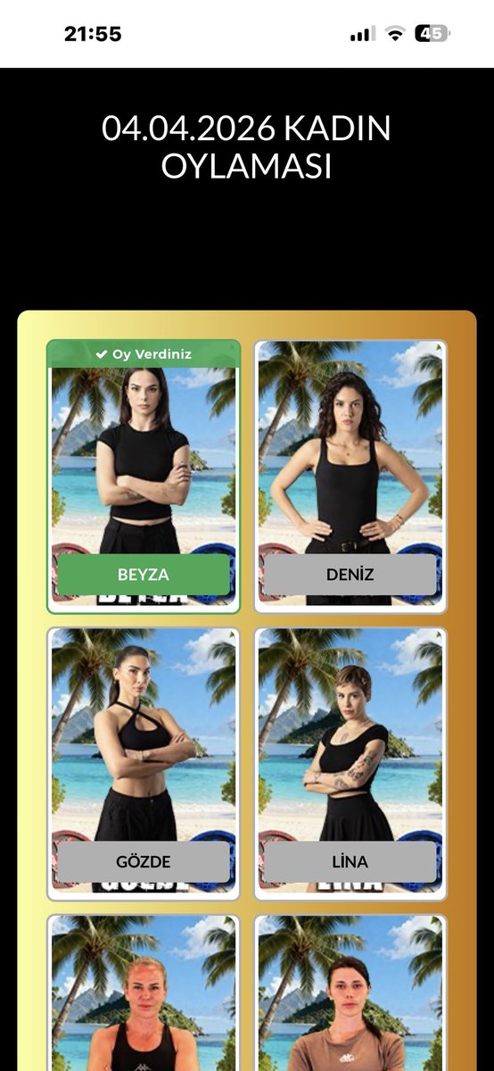 Oylama başladı Tv8 oylama.com dan beyzaya oy vermeyi unutmayın tv8oylama.com/survivor #beyzagemici #Survivor2026