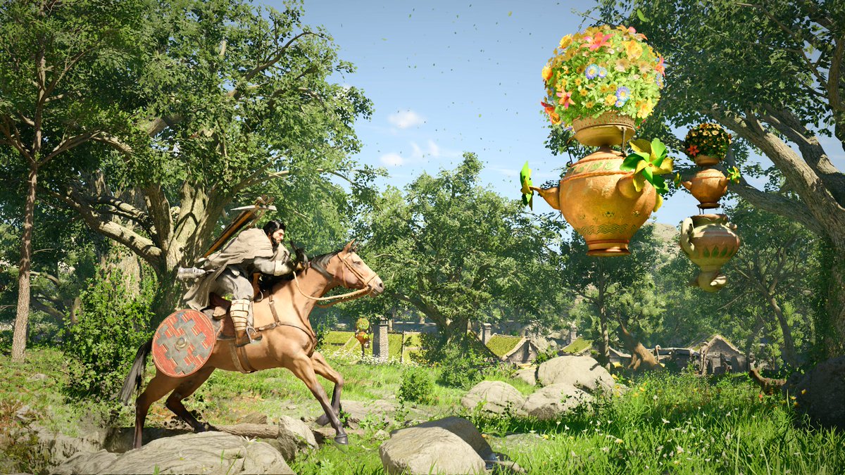 GANEMYDE's tweet photo. I haven't taken this many screenshots in a game in an age. Absolutely wonderful landscapes, and a valorous charge against a flying flower pot. Well done.  @CrimsonDesert_ .#CrimsonDesert #PearlAbyss https://t.co/2vKvQvP6o6