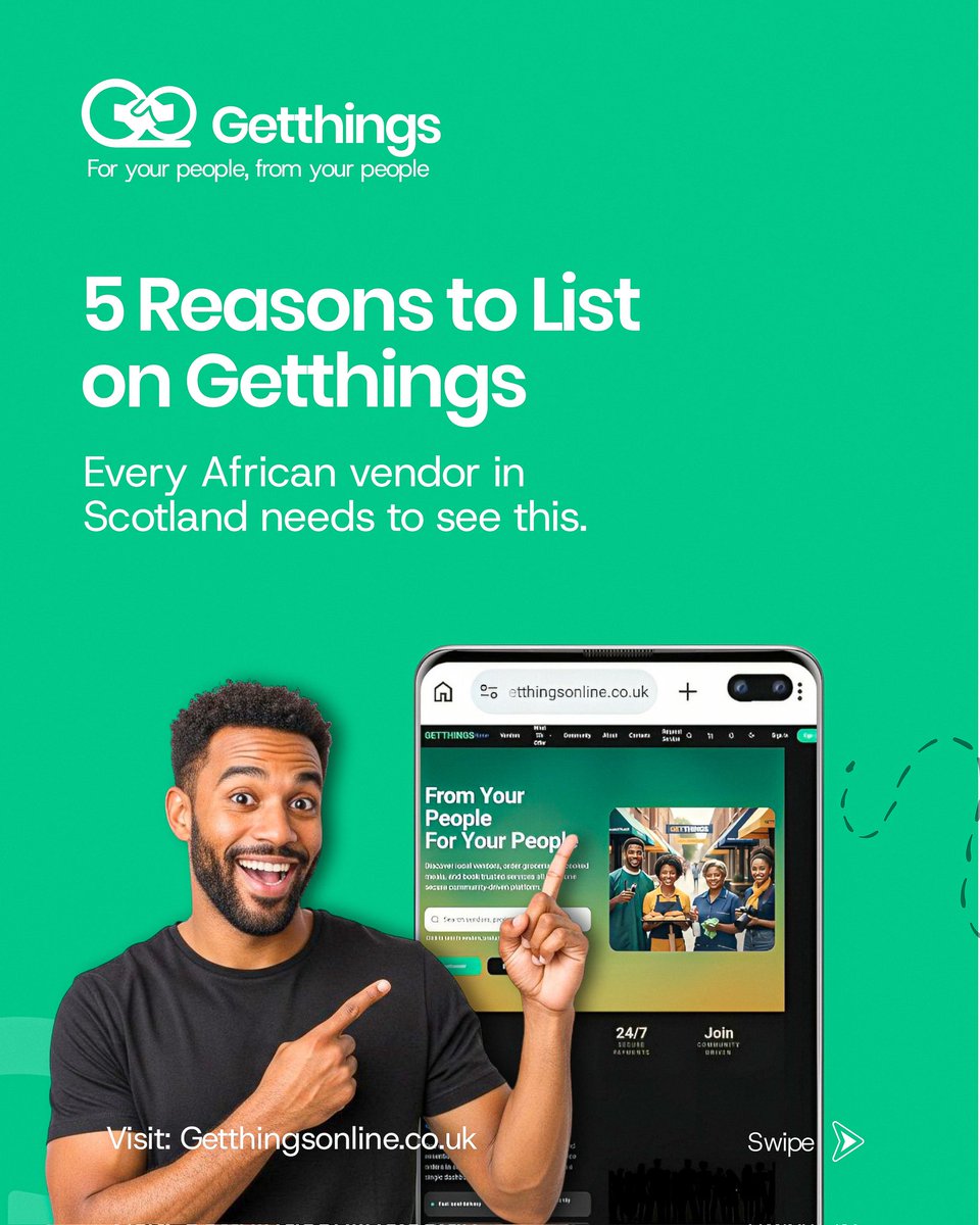 Getthingsonline's tweet image. 🚨 5 Reasons Every African Vendor in Scotland Should Join Getthings RIGHT NOW

Customers are searching. Secure payments. No stress.

List your store today → getthingsonline.co.uk

From your people, For your people ❤️

Tag a vendor who needs this! 🔥

#Getthings #Africanstoreuk