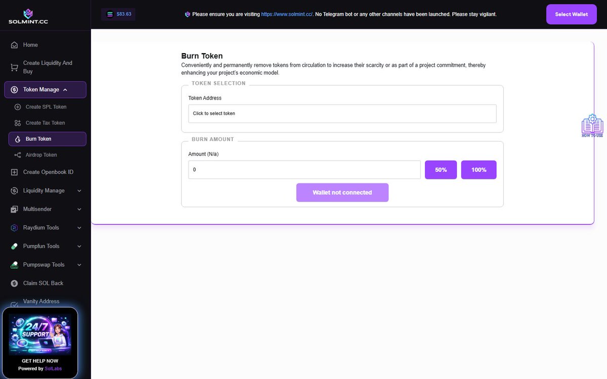 solmint_cc's tweet photo. Burn Token

Torch your token supply in one click. Burn 50% or go full send and nuke it all. No code needed — just vibes and conviction.

How To Use: https://t.co/17i1rjcCoK https://t.co/sL3Omly8nF