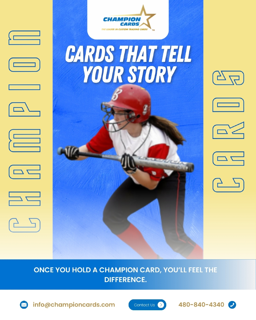 championcardsUS's tweet photo. Every swing has a story. Capture your softball season in a card worth keeping. Create yours now. #ChampionCards #SoftballLife #CustomCards #TeamKeepsake #PremiumPrint https://t.co/UUyxwOHSsF