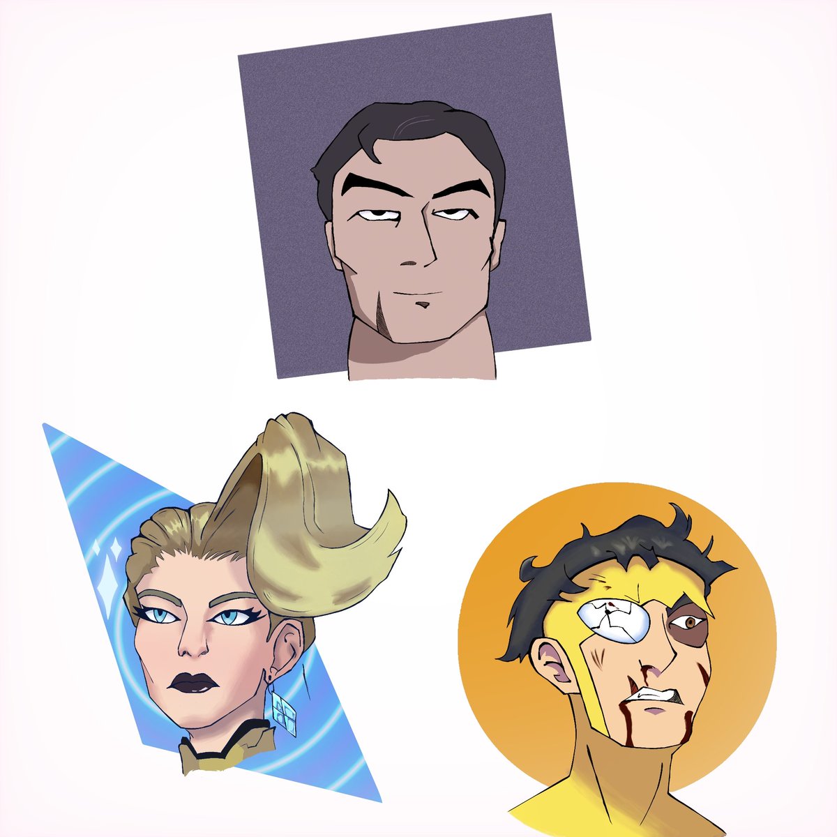 Cryzaric's tweet photo. I HAD to draw faces!!

(Puse cero esfuerzo en bruce wayne 😭)

#marvelrivals #emmafrost #invincible #markgrayson ㅤ #batman #brucewayne #fanartㅤㅤㅤㅤ https://t.co/s42q0lPUIc