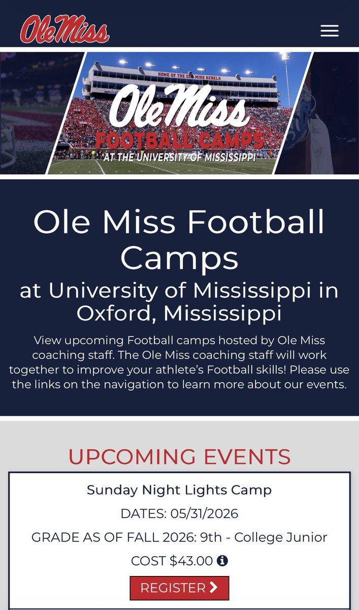 Lil_Slush_'s tweet photo. I will be attending Sunday Night Lights football Camp May 31st @OleMissFB  @iamcoachgene @Coach_HerbMoore @musiqbishop Hotty Toddy!!!! https://t.co/kMxOTQqKa1