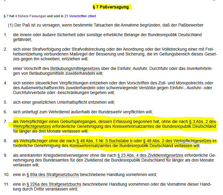 Als nächstes entdecken wir dann §7 Abs. 1 Nr. 7 PassG wieder? 🤗