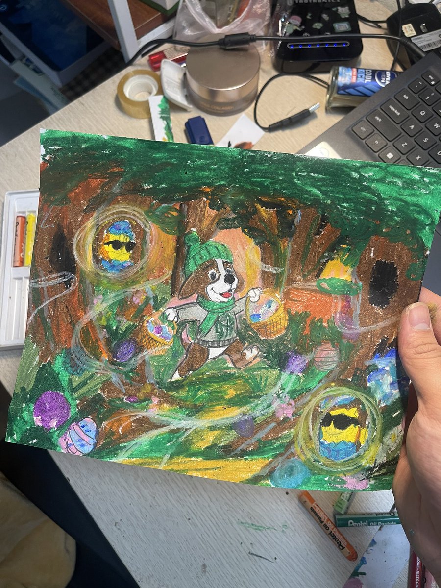 easy4milk's tweet photo. @BorgyMeme @EatwithNomu 

Hey guyss ❤️ Check out my drawing for the Easter contest. $Borgy is picking eggs in a fairy forest with #Nomu 🧚🧚‍♂️🧚‍♀️

Hope you will like it fam 💕 Been doing this for 3 hours straight, the result is not dissapointed. Hope everyone have a great day and wish yalll the best on Easter day 🥚🪺

$Borgy is the best dog on this Easter. With #Nomu we take over the crypto space. Let's fking gooooooooo 💥💥

@kingsoffart 
@tminhphantom 
@Jiggi_money 

#Easter #Borgy #Nomu #BorgyMeme