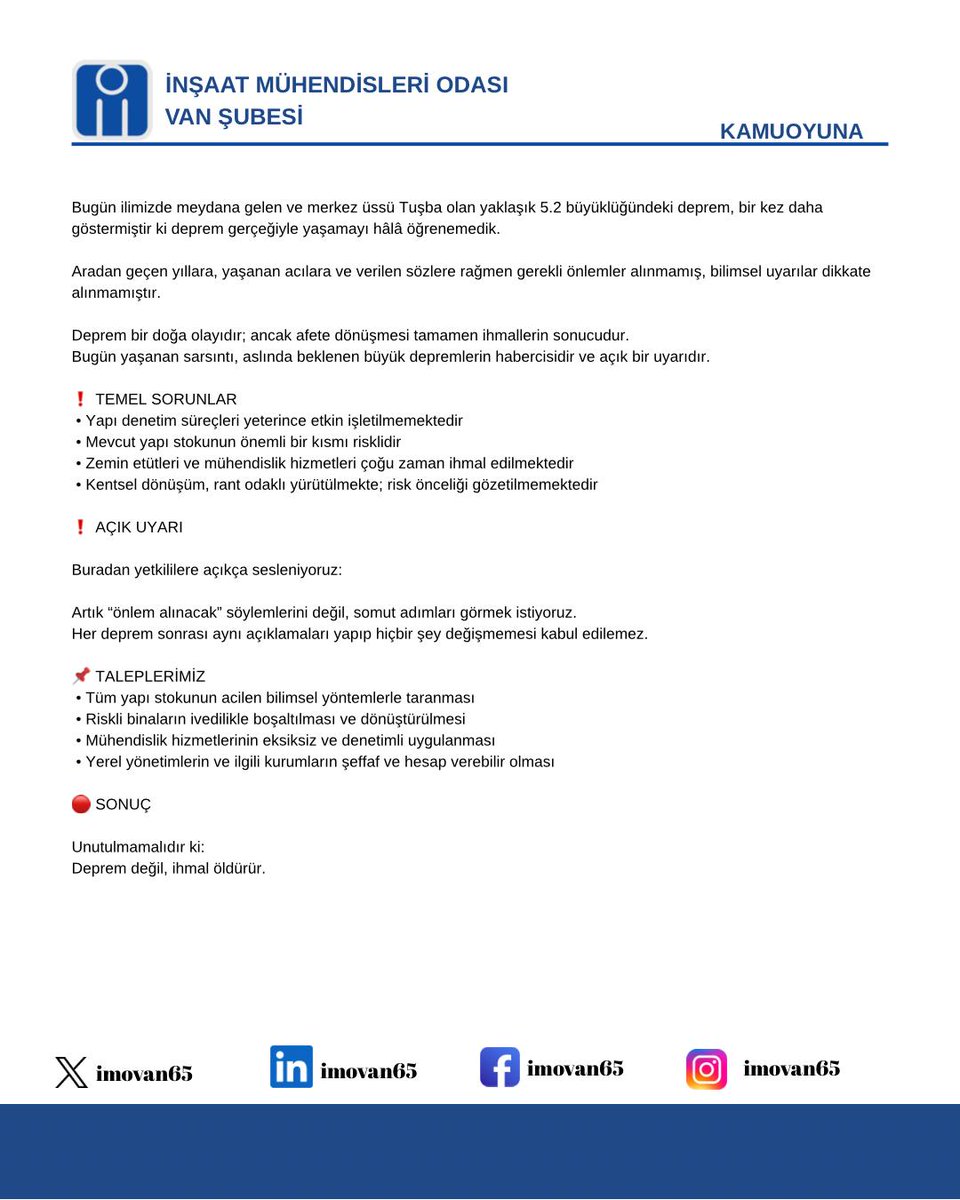 İnşaat Mühendisleri Odası Van Şubesi tweet media