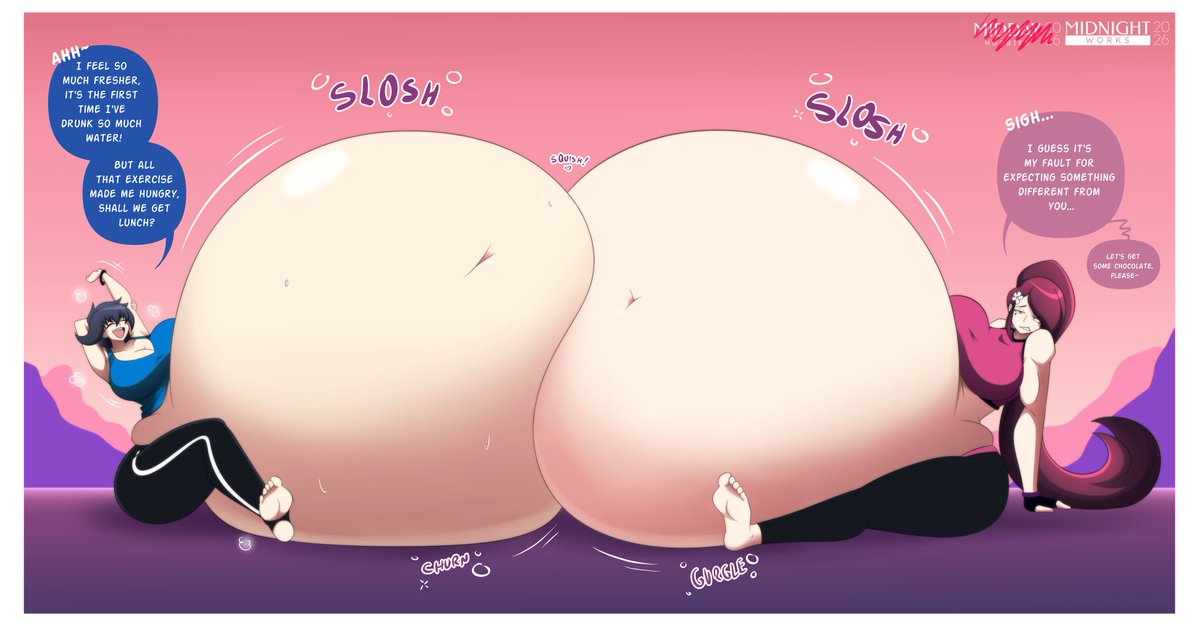 Get Out Of Bed and Let's Move! (3/3)

Needing to cool off after their workout, Jackeline and Hope took a break to rest and catch their breath. However, an unbearable thirst overwhelmed them, and before Hope knew it, they'd both drunk gallons of water