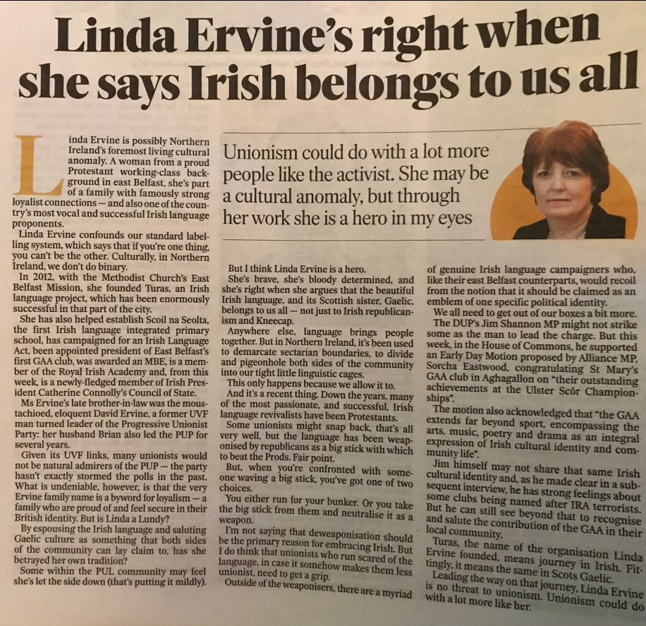 Linda Ervine MBE tweet media