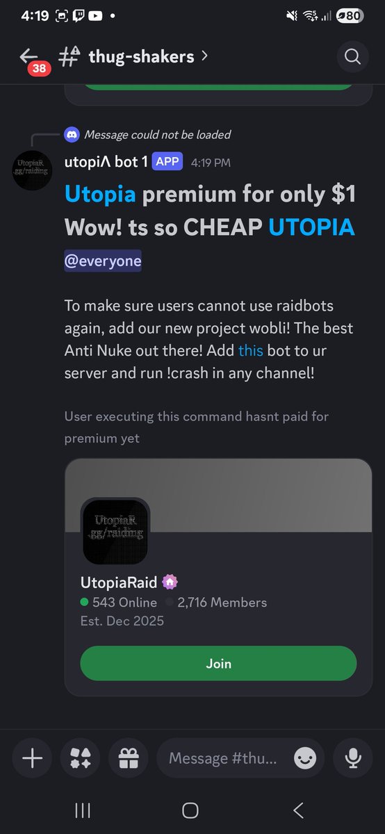 barry_stien's tweet photo. @discord_support @discord raid bot server found https://t.co/Y5P6bV1hwi