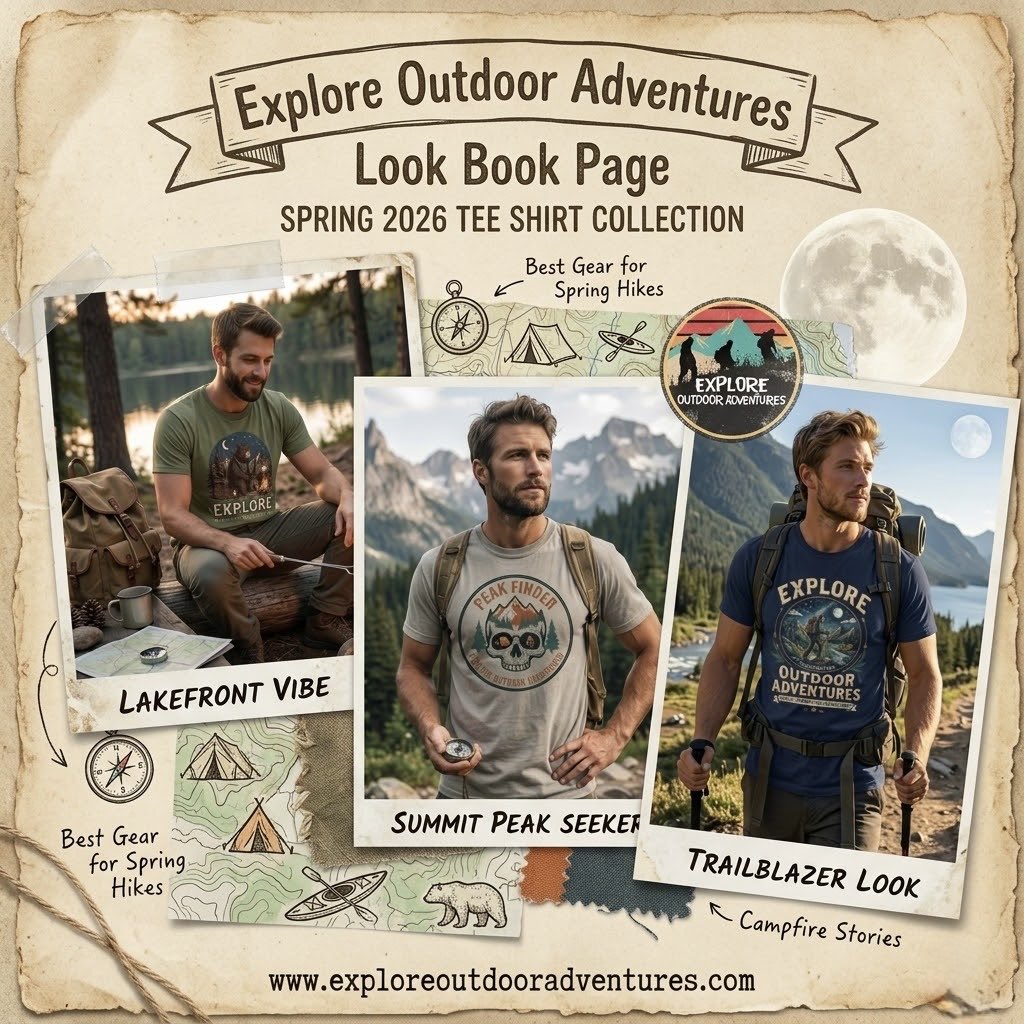 ExploreOutdoo10's tweet photo. ☀️Explore in Style! Our new Spring 2026 Tee Shirt Collection is officially HERE, and it’s the Best Gear for Spring Hikes! 🌲 Inspired by nostalgic Which one is calling your name? Lakefront, Summit, or Trailblazer? Let us know below! 👇 Link in Bio! 📲 https://t.co/GaXCW9RdN1 https://t.co/RmJqARuWfW