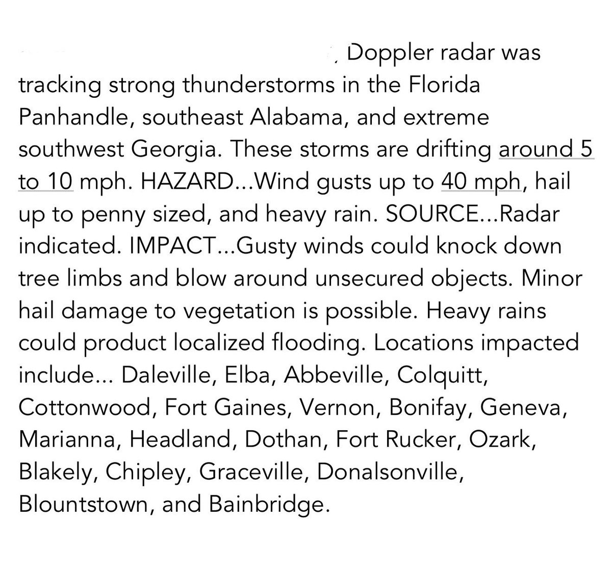 NWS Special Weather Statement